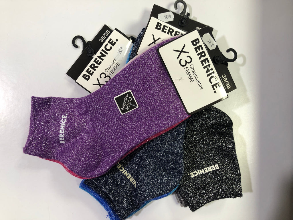 Lot de 3 paires de chaussettes avec lurex Berenice
