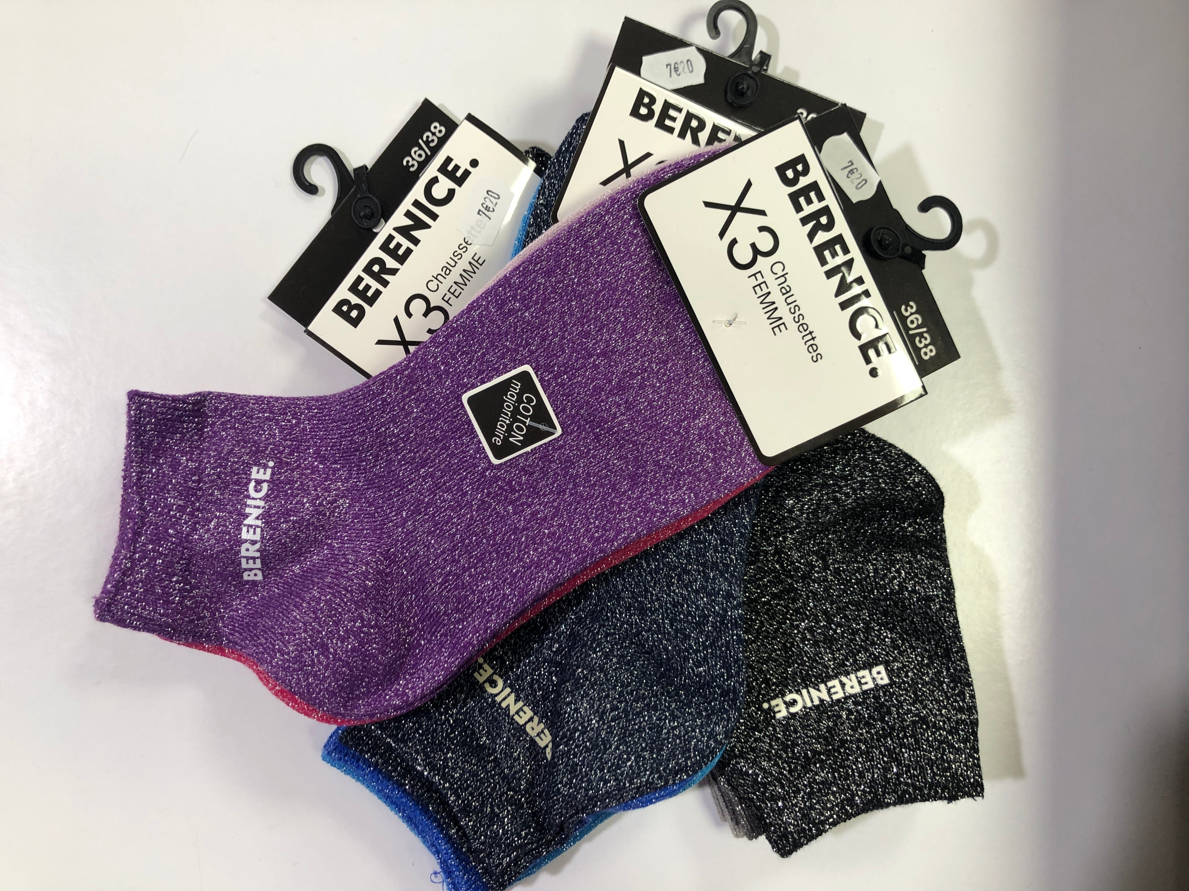 Lot de 3 paires de chaussettes avec lurex Berenice