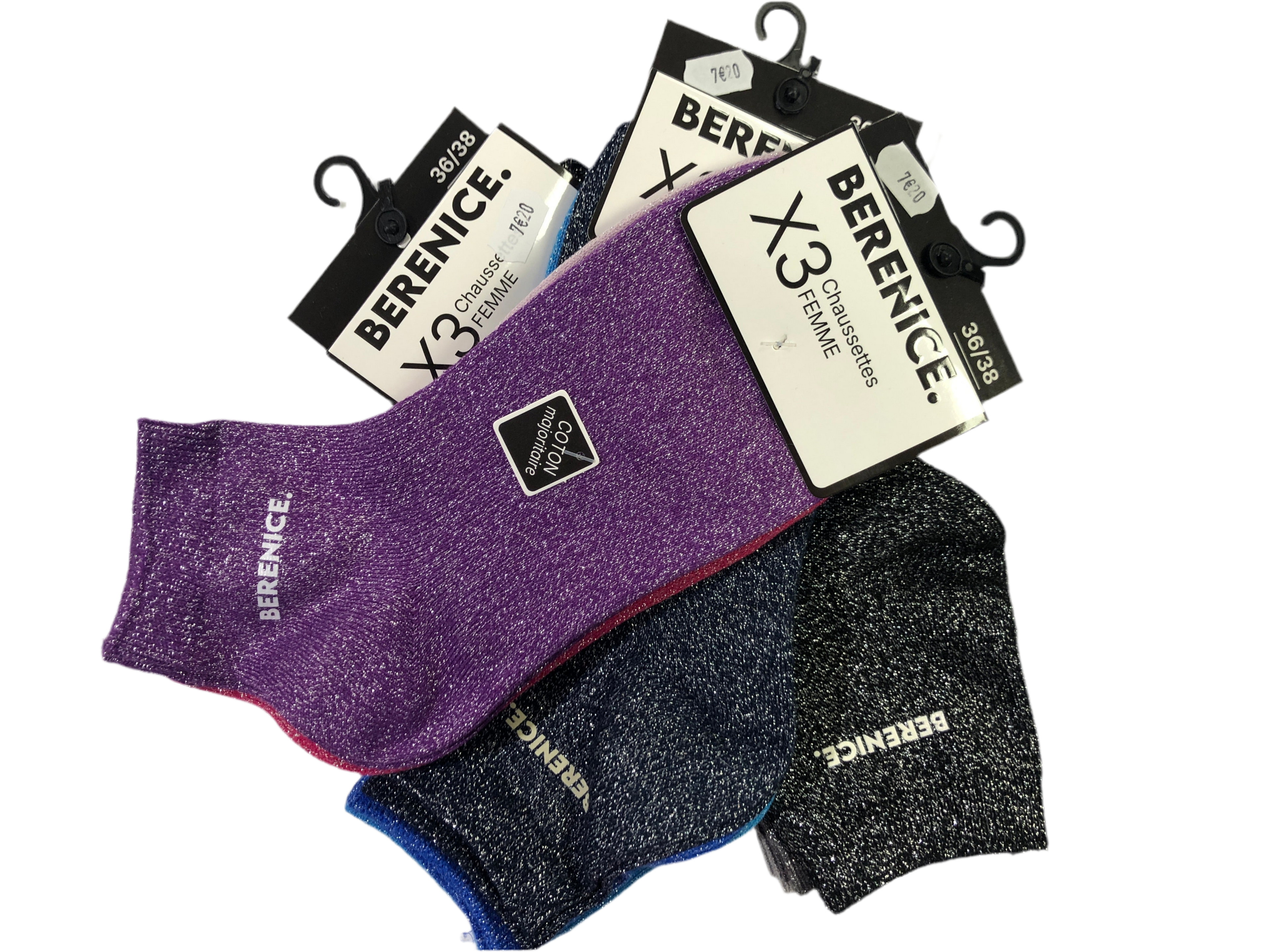 Lot de 3 paires de chaussettes avec lurex Berenice